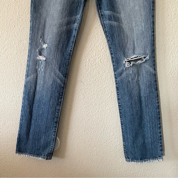 Y2K Abercrombie & Fitch Erin Low Rise Straight Jeans Women’s 2S Blue Whiskering - Picture 4 of 16